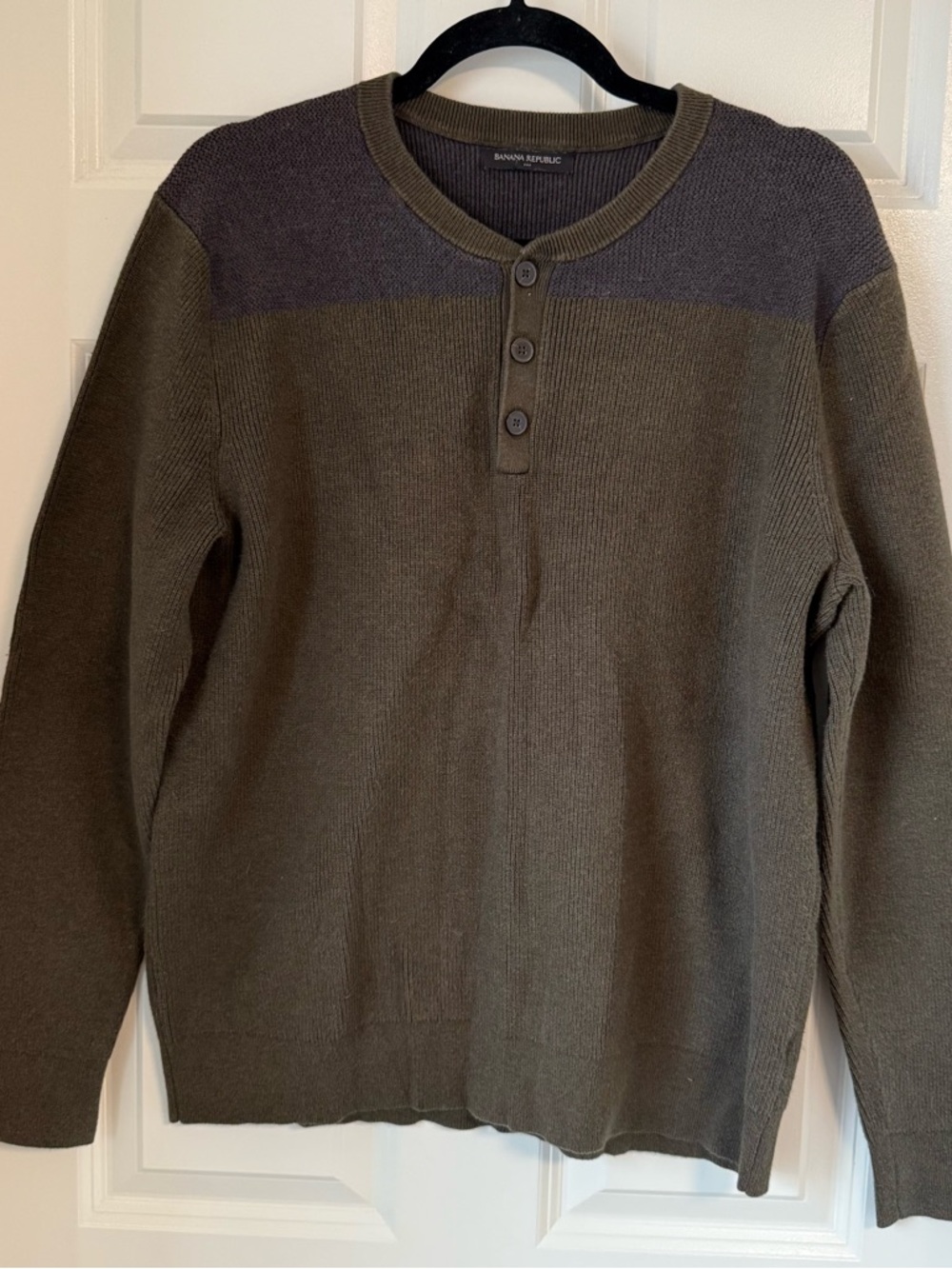 Banana Republic Cotton Business Casual Henley Pullover Sweater Long Sleeve Y2K L